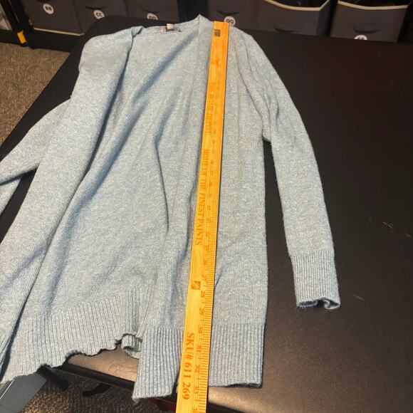 LOFT Soft Light Blue Heather Open Cardigan Sweater Women's SIZE Medium M Long - Picture 3 of 6